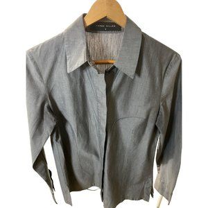 COPY - Karen Millen Long sleeve Grey shirt with front snap fasteners and cuff s…